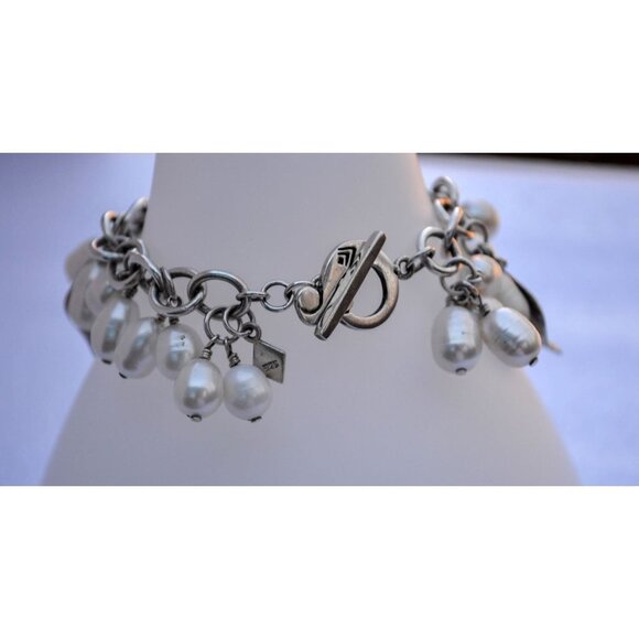 Silpada Cha Cha Sterling Silver Dangle Bracelet with Leaf Charms and Pearls - Picture 4 of 6